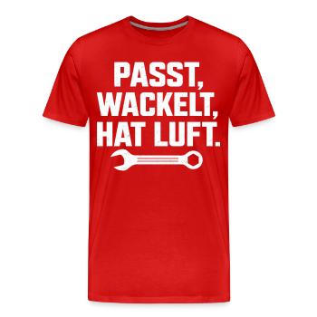 Passt wackelt und hat Luft Handwerker Spruch - Männer Premium Bio T-Shirt - Rot - Vorne - Damien (186cm)