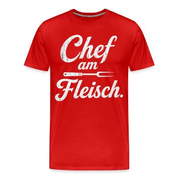 Chef am Fleisch Grillen Grillmeister für Männer - Männer Premium Bio T-Shirt - Rot - Vorne - Damien (186cm)