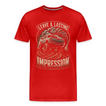 Le charbon roulant laisse une impression durable - T-shirt bio Premium Homme - rouge - Devant - Damien (186cm)
