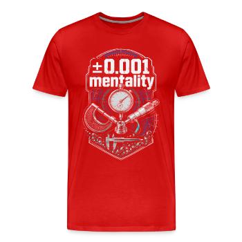 Mentalité d’opérateur de machine de découpe CNC Router 0.001 - T-shirt bio Premium Homme - rouge - Devant - Damien (186cm)