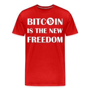 Le Bitcoin est la nouvelle liberté - T-shirt bio Premium Homme - rouge - Devant - Damien (186cm)