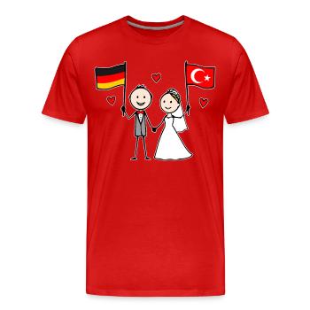 Hochzeitspaar Deutschland Türkei Flagge - Männer Premium Bio T-Shirt - Rot - Vorne - Damien (186cm)
