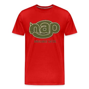 NAP – Disponible plus tard | Chat endormi - T-shirt bio Premium Homme - rouge - Devant - Damien (186cm)