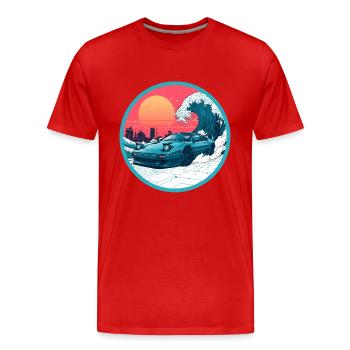 Retro 90er JDM NSX Great Wave Sunset Emblem - Männer Premium Bio T-Shirt - Rot - Vorne - Damien (186cm)