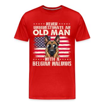 Le vieux belge malinois ne sous-estime jamais - T-shirt bio Premium Homme - rouge - Devant - Damien (186cm)