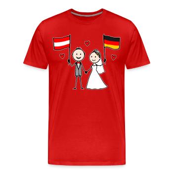 Hochzeitspaar Österreich Deutschland Flagge - Männer Premium Bio T-Shirt - Rot - Vorne - Damien (186cm)