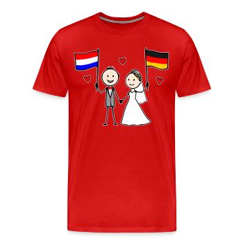Couple de mariage Drapeau Hollandais Allemagne - T-shirt bio Premium Homme - rouge - Devant - Damien (186cm)