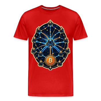 Réseau de cartes stellaires de nœuds de routage - T-shirt bio Premium Homme - rouge - Devant - Damien (186cm)