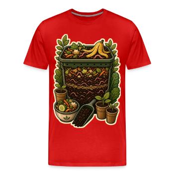 Coupe transversale de jardin de compost de vers - T-shirt bio Premium Homme - rouge - Devant - Damien (186cm)