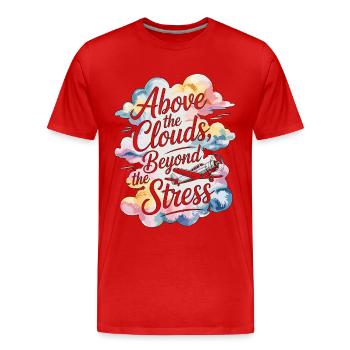 Pilote privé au-dessus des nuages Passionné d’aviation - T-shirt bio Premium Homme - rouge - Devant - Damien (186cm)