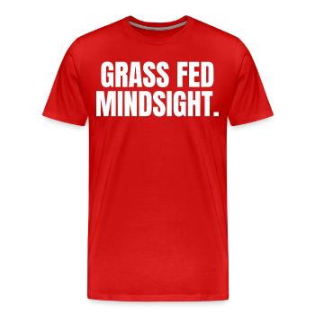 ÉTAT D’ESPRIT NOURRI À L’HERBE | Mode de vie ancestral carnivore - T-shirt bio Premium Homme - rouge - Devant - Damien (186cm)