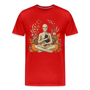 Halloween, Maman, Chat Noir - T-shirt bio Premium Homme - rouge - Devant - Damien (186cm)