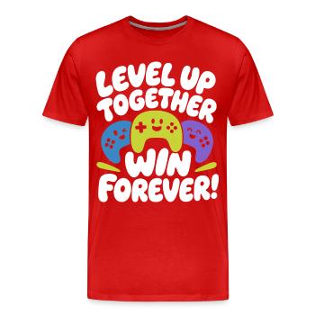 Montez de niveau ensemble Gagnez pour toujours - T-shirt bio Premium Homme - rouge - Devant - Damien (186cm)