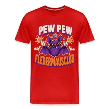 Pew Pew Fledermausclub – Lustiger Vampir - Männer Premium Bio T-Shirt - Rot - Vorne - Damien (186cm)