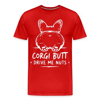Le derrière du corgi me rend fou - T-shirt bio Premium Homme - rouge - Devant - Damien (186cm)