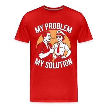 Pilote privé : mon problème : ma maman du pictogramme papa - T-shirt bio Premium Homme - rouge - Devant - Damien (186cm)