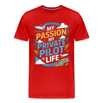 Pilote privé Ma passion Mon passionné d’aviation - T-shirt bio Premium Homme - rouge - Devant - Damien (186cm)