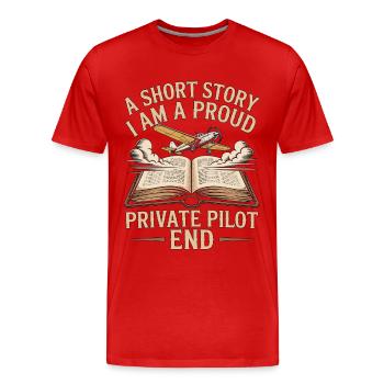 Pilote privé : une courte histoire Je suis hôtesse de l’air - T-shirt bio Premium Homme - rouge - Devant - Damien (186cm)