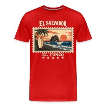 El Salvador El Tunco Vintage Reisemarke - Männer Premium Bio T-Shirt - Rot - Vorne - Damien (186cm)
