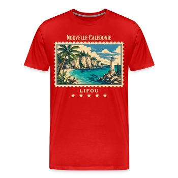 Neukaledonien Lifou Vintage Reisemarke - Männer Premium Bio T-Shirt - Rot - Vorne - Damien (186cm)