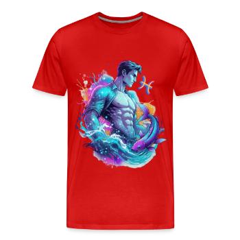 Poissons_Astro_Homme - Men's Premium Organic T-Shirt - red - Front - Damien (186cm)