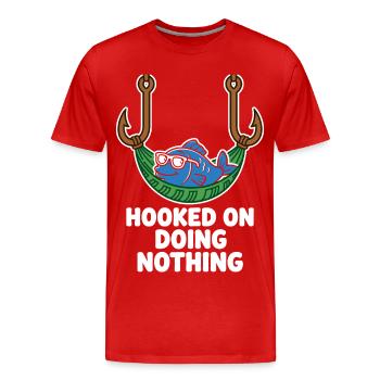 Accroché à ne rien faire Anglerhumor - T-shirt bio Premium Homme - rouge - Devant - Damien (186cm)
