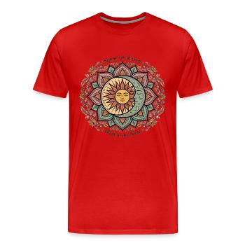 Sonne Im Herzen Mond In Der Seele Bunt - Männer Premium Bio T-Shirt - Rot - Vorne - Damien (186cm)