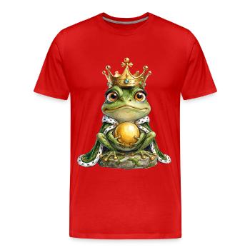 Majestic Frog Prince with Golden Ball - Men's Premium Organic T-Shirt - red - Front - Damien (186cm)