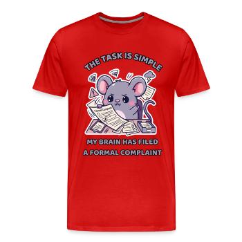Mon cerveau a déposé une plainte formelle - T-shirt bio Premium Homme - rouge - Devant - Damien (186cm)