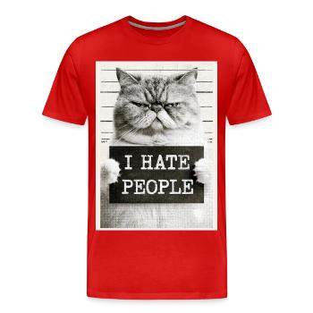 GrimmigerKater JE DÉTESTE LES GENS - T-shirt bio Premium Homme - rouge - Devant - Damien (186cm)
