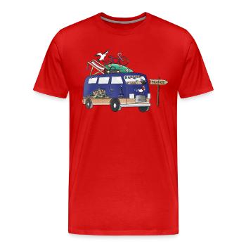 Vacances de camping en Vanlife avec motif de campeur en France - T-shirt bio Premium Homme - rouge - Devant - Damien (186cm)