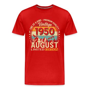 Cadeau du 76e anniversaire Mari Original 1950 août - T-shirt bio Premium Homme - rouge - Devant - Damien (186cm)