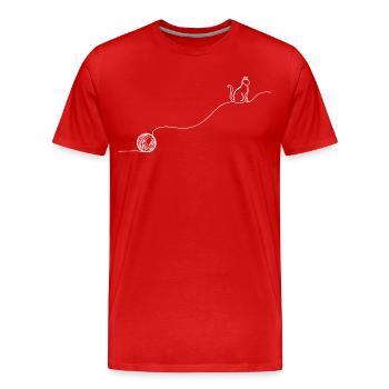 Boule de fil en laine à tricot en laine de chat en ligne - T-shirt bio Premium Homme - rouge - Devant - Damien (186cm)