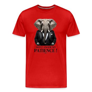 Éléphant en smoking – Motif de la patience - T-shirt bio Premium Homme - rouge - Devant - Damien (186cm)