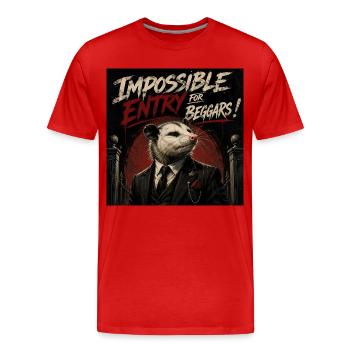 Unmöglicher Eintritt: Opossum im Anzug - Männer Premium Bio T-Shirt - Rot - Vorne - Damien (186cm)