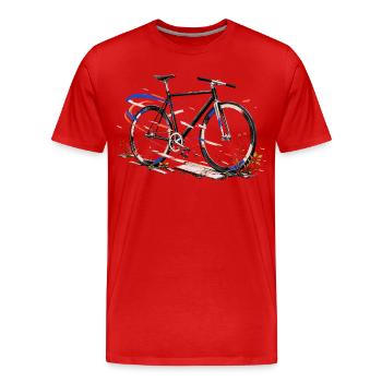 Bicyclette urbaine éclatée - T-shirt bio Premium Homme - rouge - Devant - Damien (186cm)