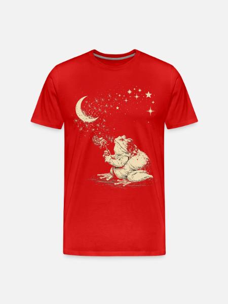 Cute frog dandelion under stars - Men's Premium Organic T-Shirt - red