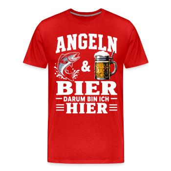 Angeln und Bier Angler Spruch Hobbyangeln - Männer Premium Bio T-Shirt - Rot - Vorne - Damien (186cm)