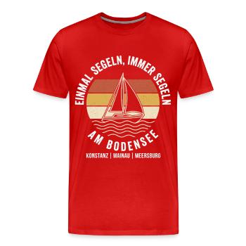 Segeln Bodensee Segelboot Vintage Retro - Männer Premium Bio T-Shirt - Rot - Vorne - Damien (186cm)