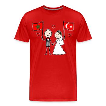 Couple de mariage Maroc Drapeau de la Turquie - T-shirt bio Premium Homme - rouge - Devant - Damien (186cm)