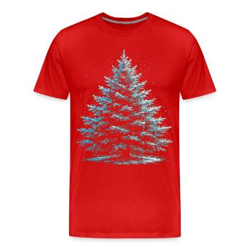 Sapin Enneiger En Hiver Arbre Hivernal  - T-shirt bio Premium Homme - rouge - Devant - Damien (186cm)