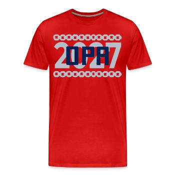 Annonce de Bébé, Grand-père 2027 - T-shirt bio Premium Homme - rouge - Devant - Damien (186cm)