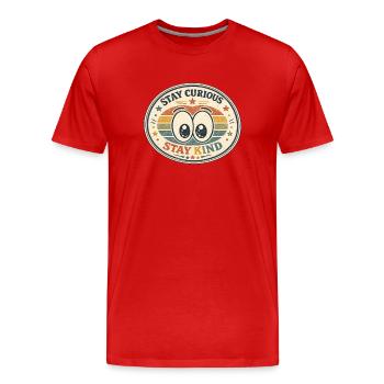 Reste curieux Reste gentil arc-en-ciel - T-shirt bio Premium Homme - rouge - Devant - Damien (186cm)
