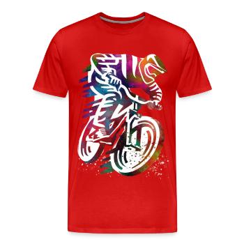 Balade à moto colorée - T-shirt bio Premium Homme - rouge - Devant - Damien (186cm)