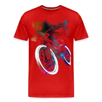 Un vélo coloré dans l’abstraction - T-shirt bio Premium Homme - rouge - Devant - Damien (186cm)