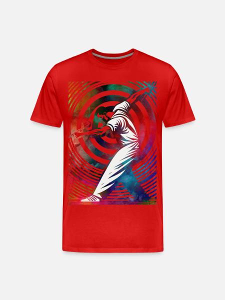 Golfer in einem bunten Strudel - Männer Premium Bio T-Shirt - Rot