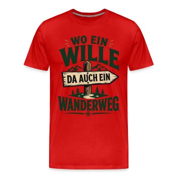 Wo ein Wille da auch ein Wanderweg - Männer Premium Bio T-Shirt - Rot - Vorne - Damien (186cm)