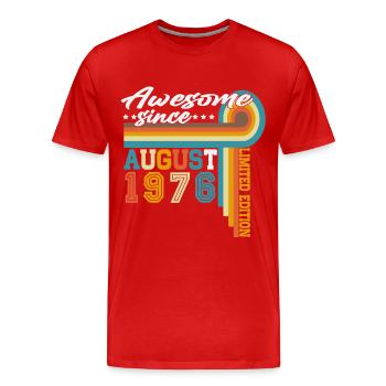 Cadeau d’anniversaire rétro vintage d’août 1976 - T-shirt bio Premium Homme - rouge - Devant - Damien (186cm)
