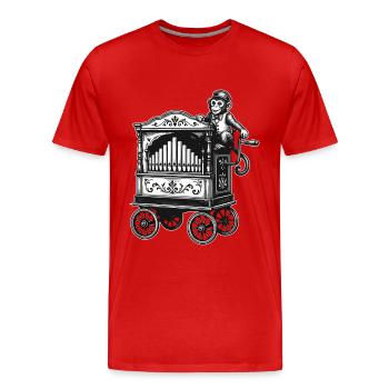Orgue à baril vintage avec singe | Motif musical nostalgique - T-shirt bio Premium Homme - rouge - Devant - Damien (186cm)