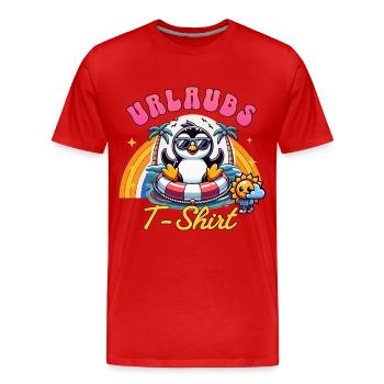 Urlaubs Shirt – Pinguin Urlaub T Shirt - Männer Premium Bio T-Shirt - Rot - Vorne - Damien (186cm)